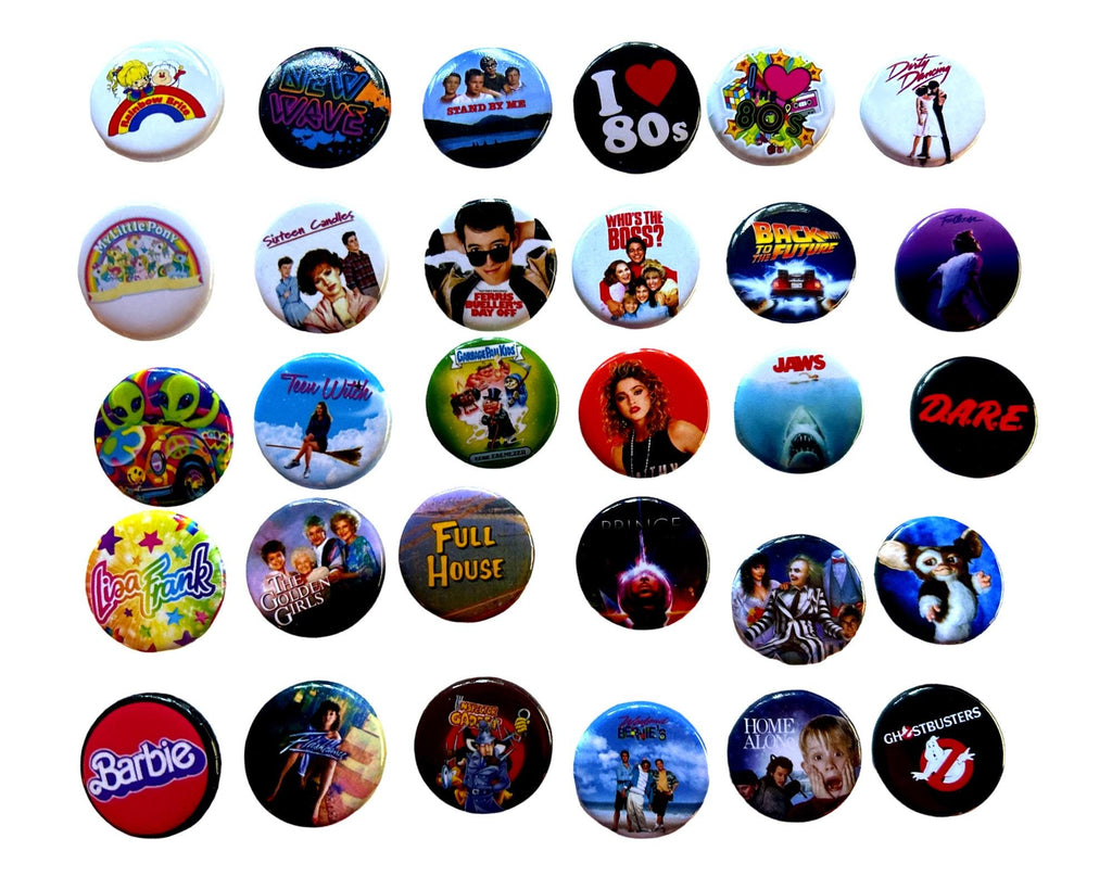 80's Buttons - Pick Your Favorites (1.25 inch) Party Favors