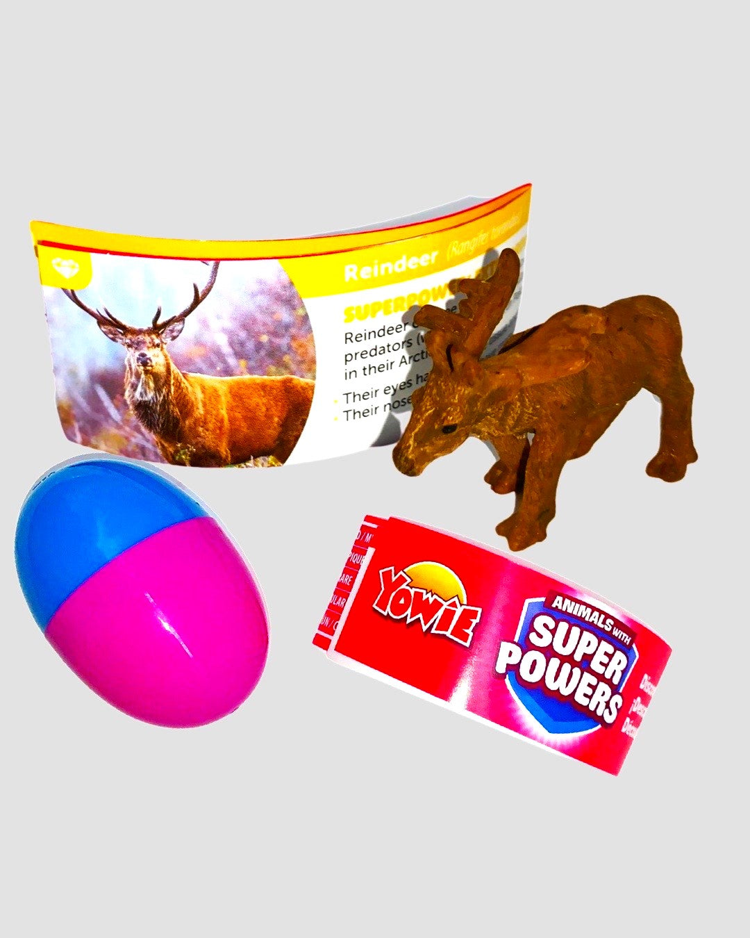 Yowie Reindeer brown figurine with egg and fact card
